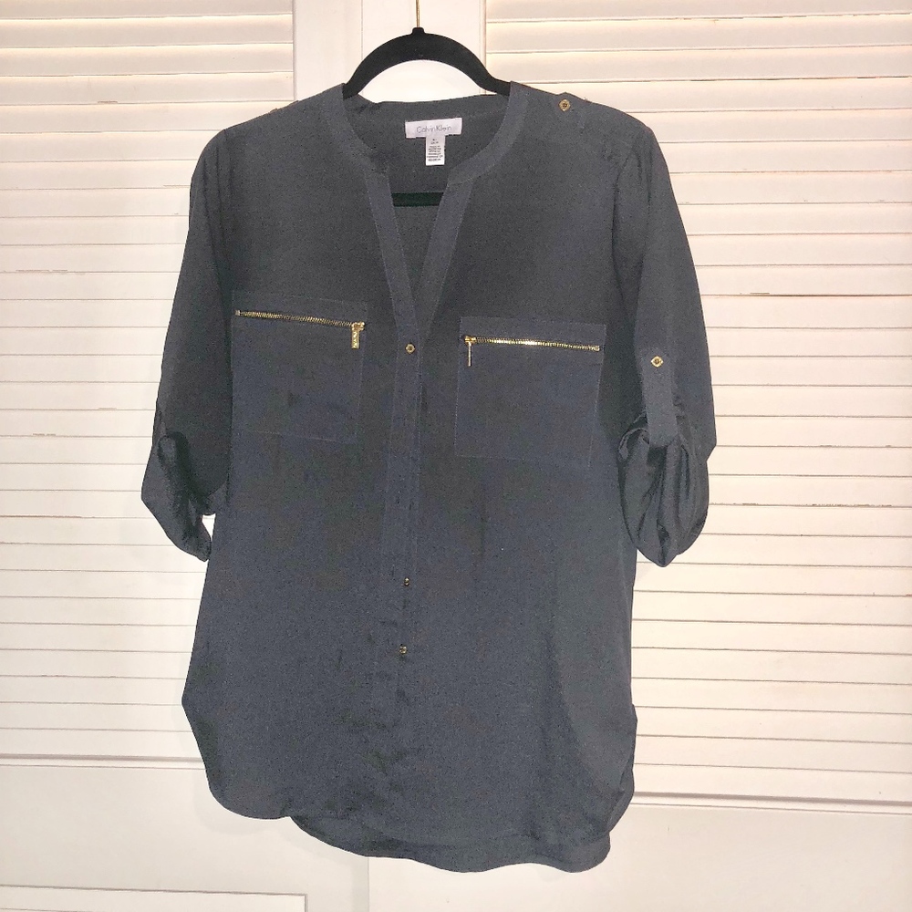 Calvin Klein Blouse - Navy Blue